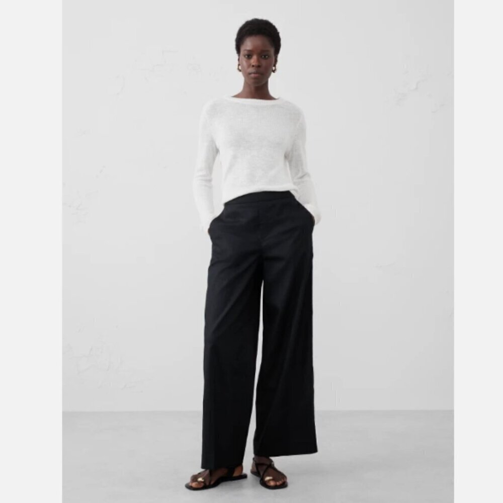 Banana Republic Hayden Wide Leg Linen Blend Pull On Pants Black Size Large NWT